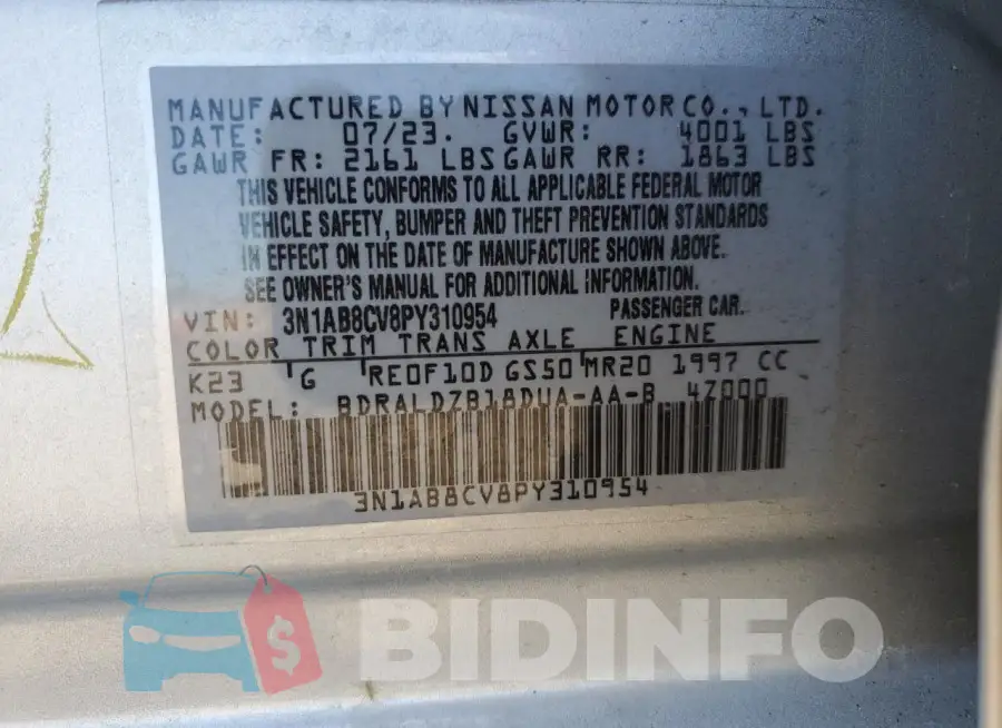 3N1AB8CV8PY310954 Photo# 12