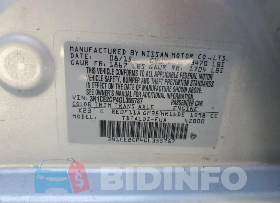 3N1CE2CP4GL355787 Photo# 12