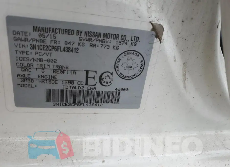 3N1CE2CP6FL438412 Photo# 13
