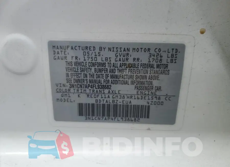 3N1CN7AP4FL938682 Photo# 12