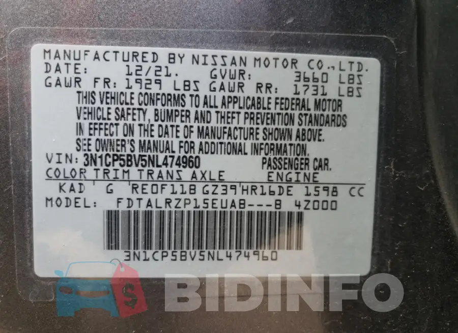 3N1CP5BV5NL474960 Photo# 12