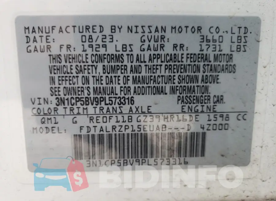 3N1CP5BV9PL573316 Photo# 14