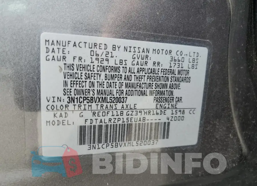 3N1CP5BVXML520037 Photo# 12