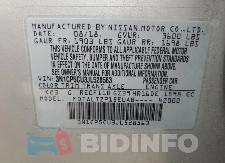 3N1CP5CU3JL528563 Photo# 12