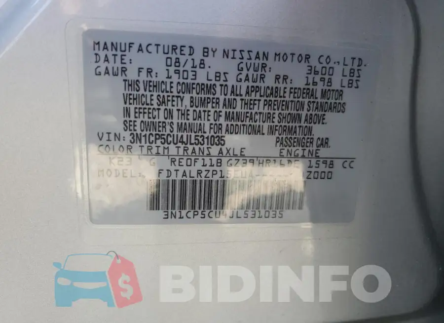 3N1CP5CU4JL531035 Photo# 12