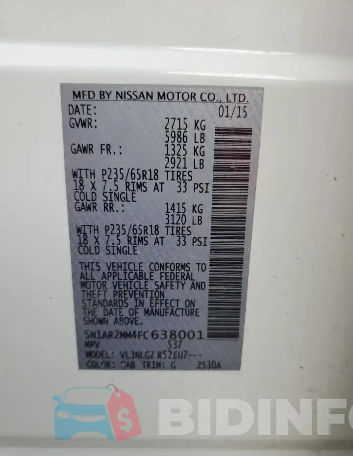 5N1AR2MM4FC638001 Photo# 14