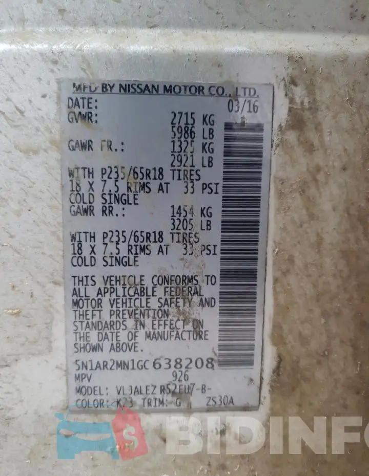 5N1AR2MN1GC638208 Photo# 14