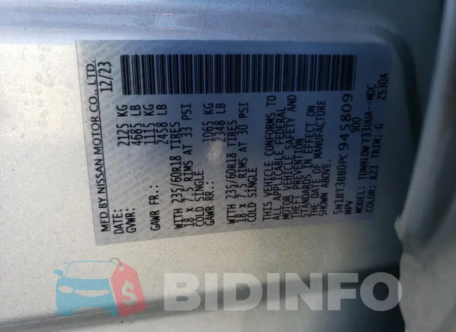 5N1BT3BB0PC945809 Photo# 14