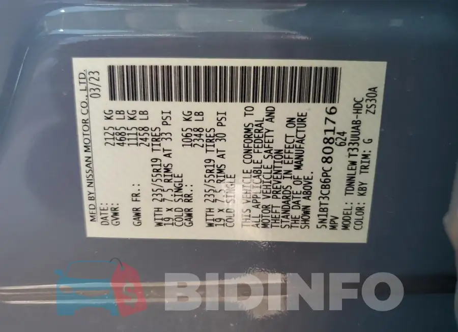 5N1BT3CB6PC808176 Photo# 14