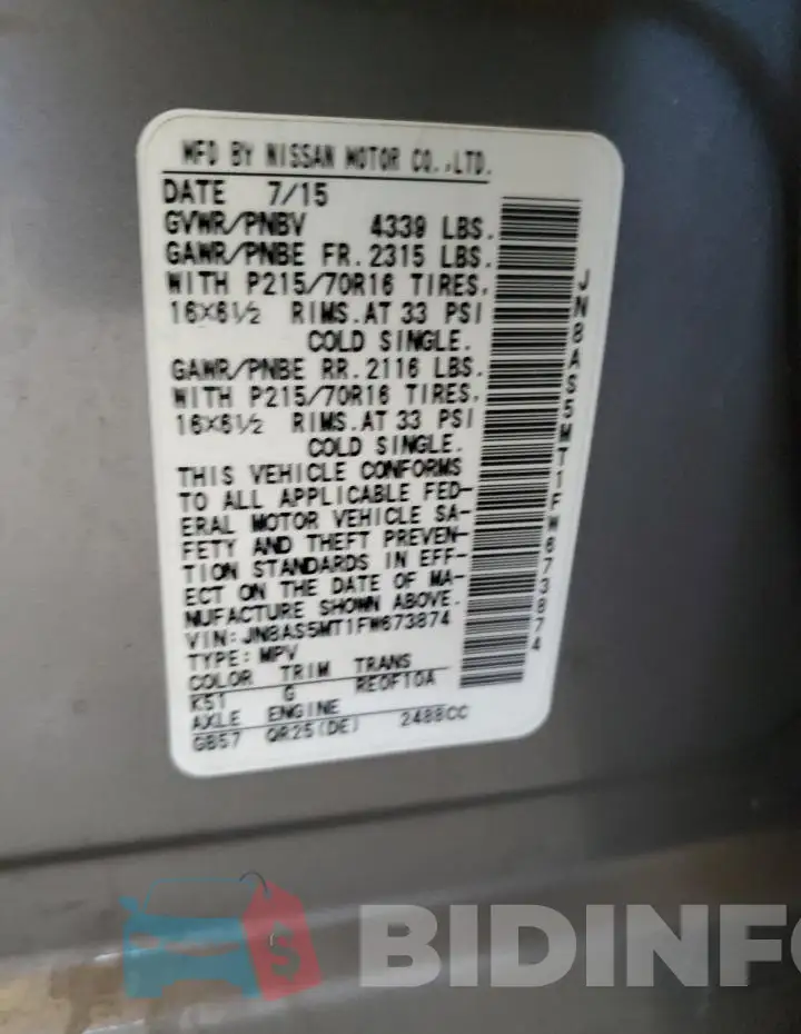 JN8AS5MT1FW673874 Photo# 13