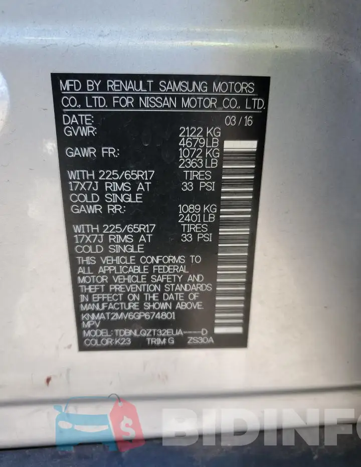 KNMAT2MV6GP674801 Photo# 12