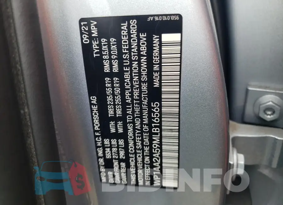 WP1AA2A59MLB16565 Photo# 12