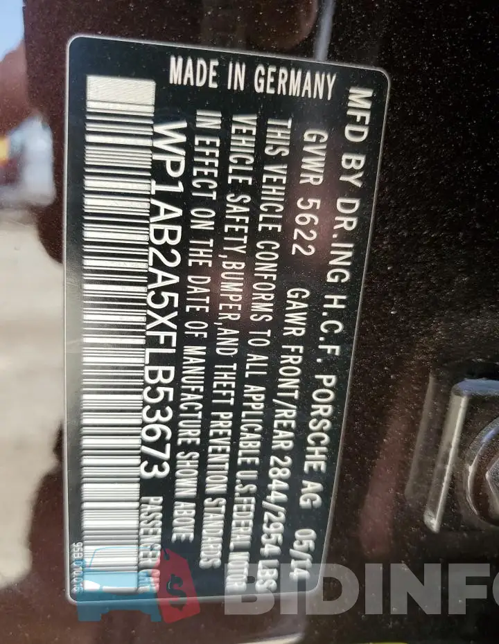 WP1AB2A5XFLB53673 Photo# 12