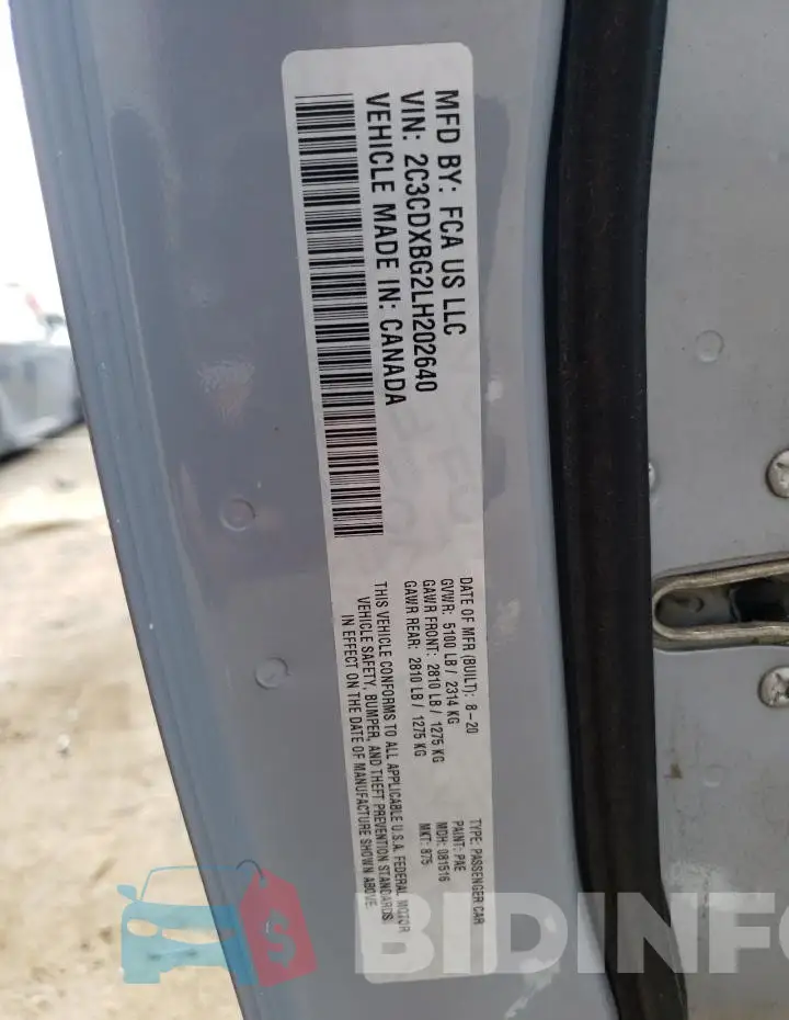 2C3CDXBG2LH202640 Photo# 12