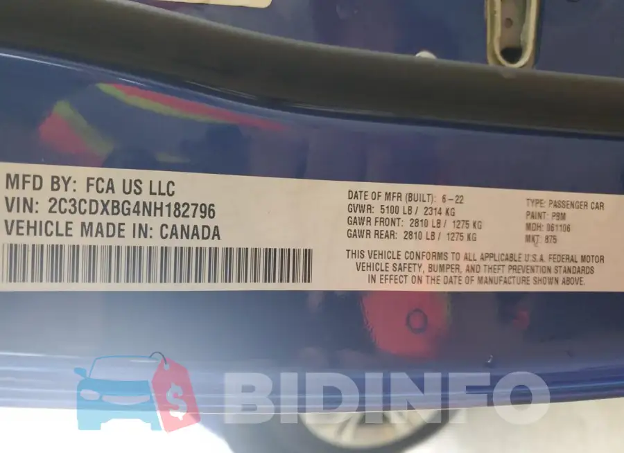 2C3CDXBG4NH182796 Photo# 13