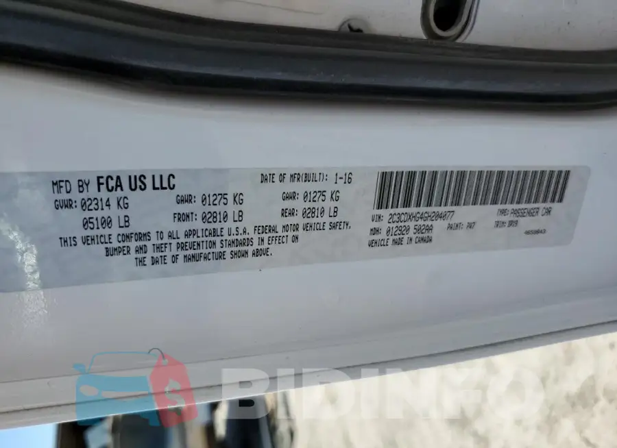 2C3CDXHG4GH204077 Photo# 12