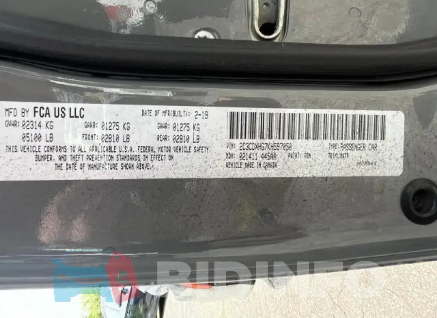 2C3CDXHG7KH597050 Photo# 10