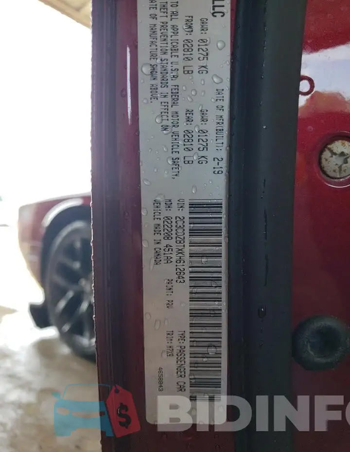 2C3CDZBTXKH612643 Photo# 12
