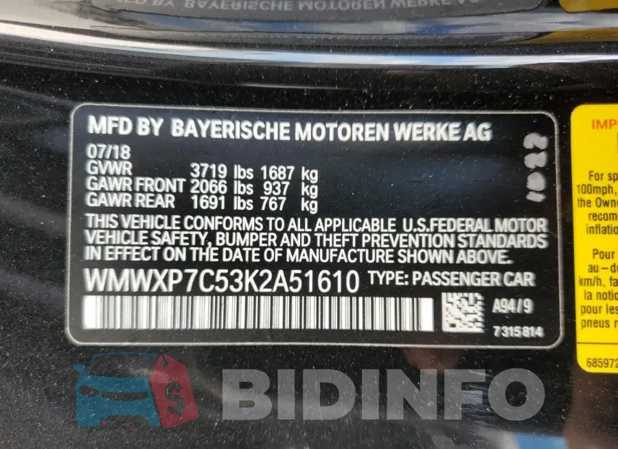 WMWXP7C53K2A51610 Photo# 13