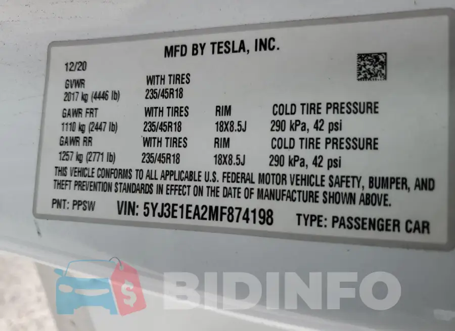 5YJ3E1EA2MF874198 Photo# 12