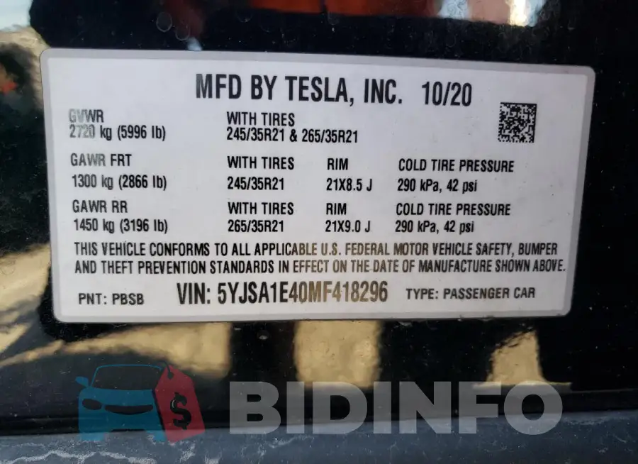 5YJSA1E40MF418296 Photo# 12