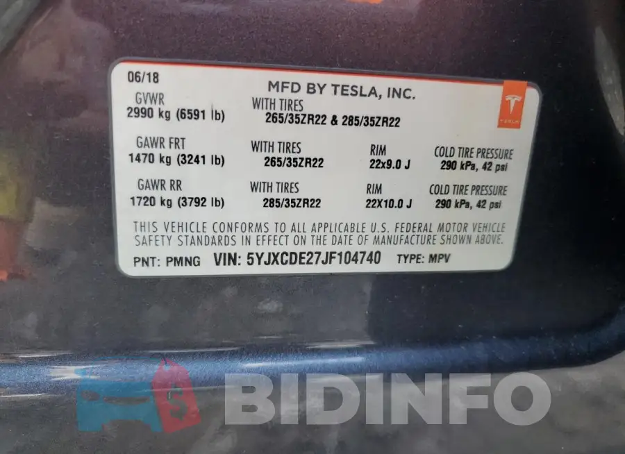 5YJXCDE27JF104740 Photo# 12
