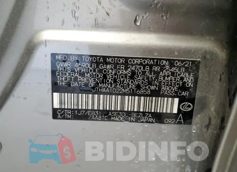 JTHAA1D22M5116858 Photo# 12