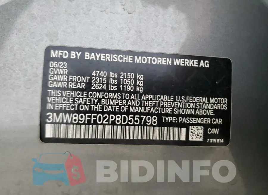 3MW89FF02P8D55798 Photo# 12