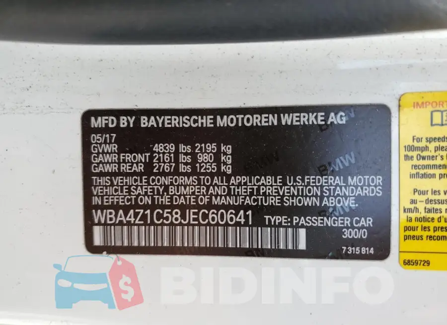 WBA4Z1C58JEC60641 Photo# 12