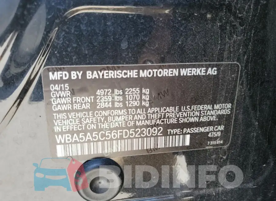 WBA5A5C56FD523092 Photo# 12