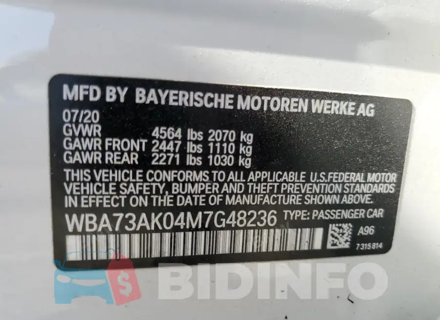 WBA73AK04M7G48236 Photo# 12