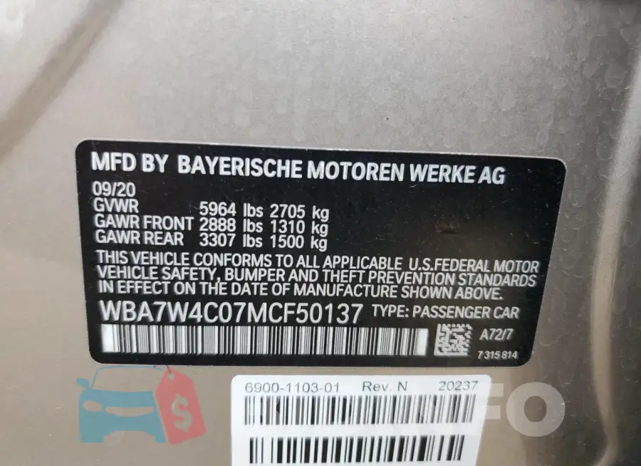 WBA7W4C07MCF50137 Photo# 12
