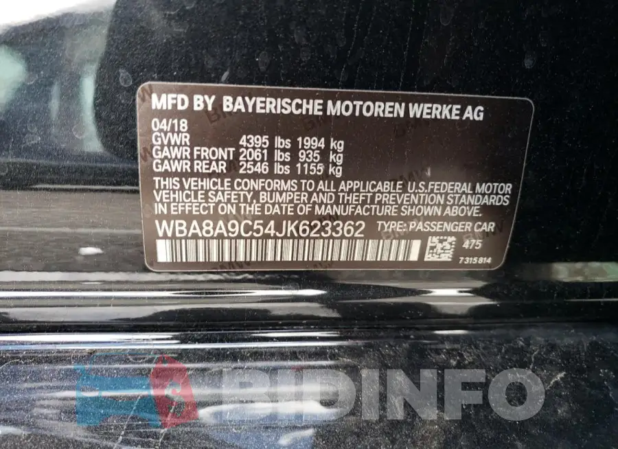 WBA8A9C54JK623362 Photo# 12