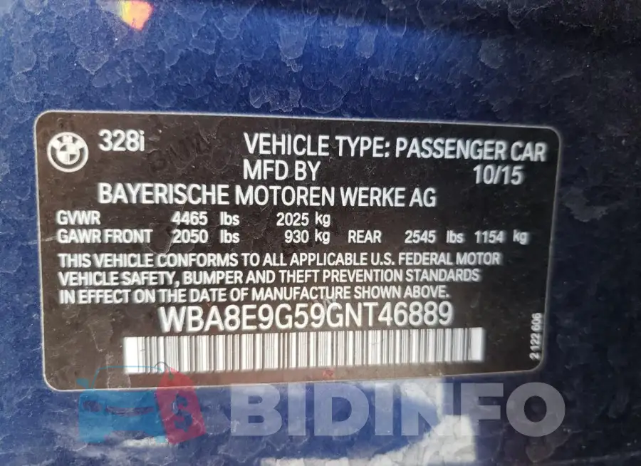 WBA8E9G59GNT46889 Photo# 12