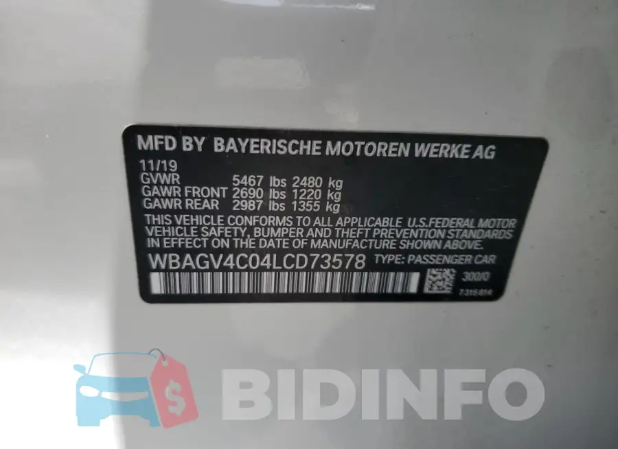WBAGV4C04LCD73578 Photo# 12