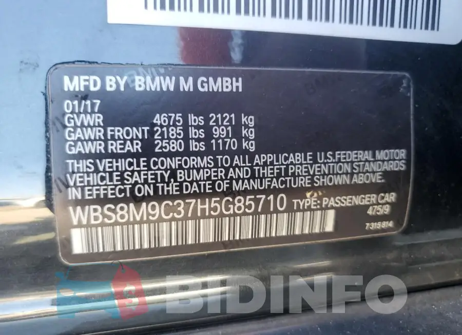 WBS8M9C37H5G85710 Photo# 12