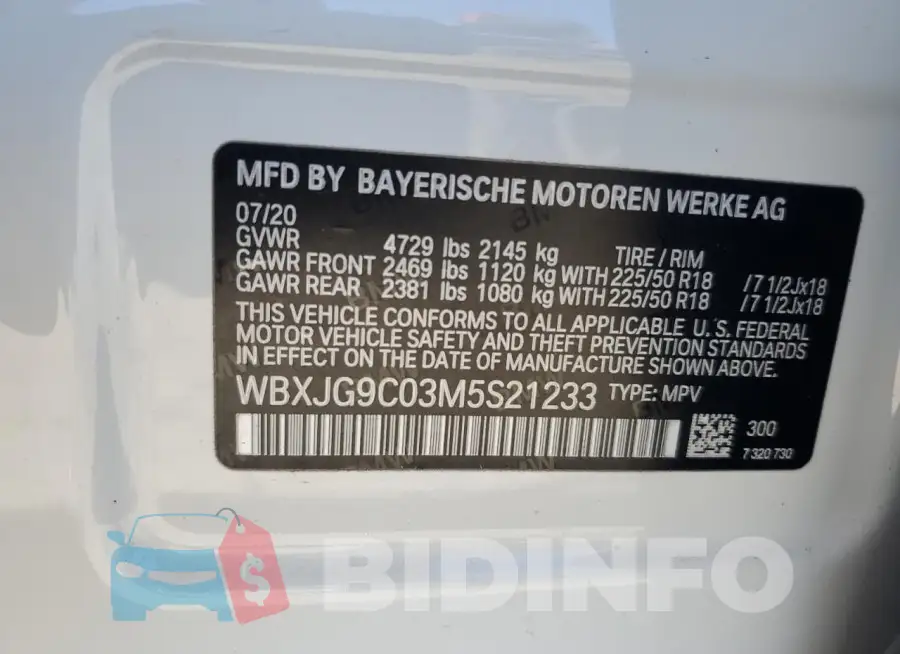 WBXJG9C03M5S21233 Photo# 13