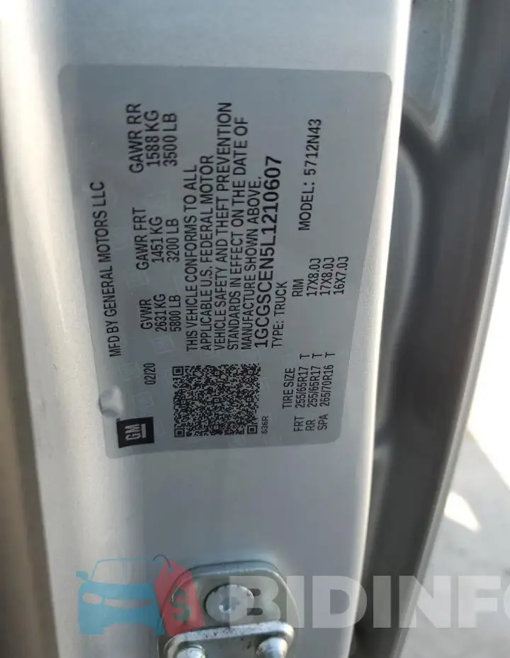 1GCGSCEN5L1210607 Photo# 12