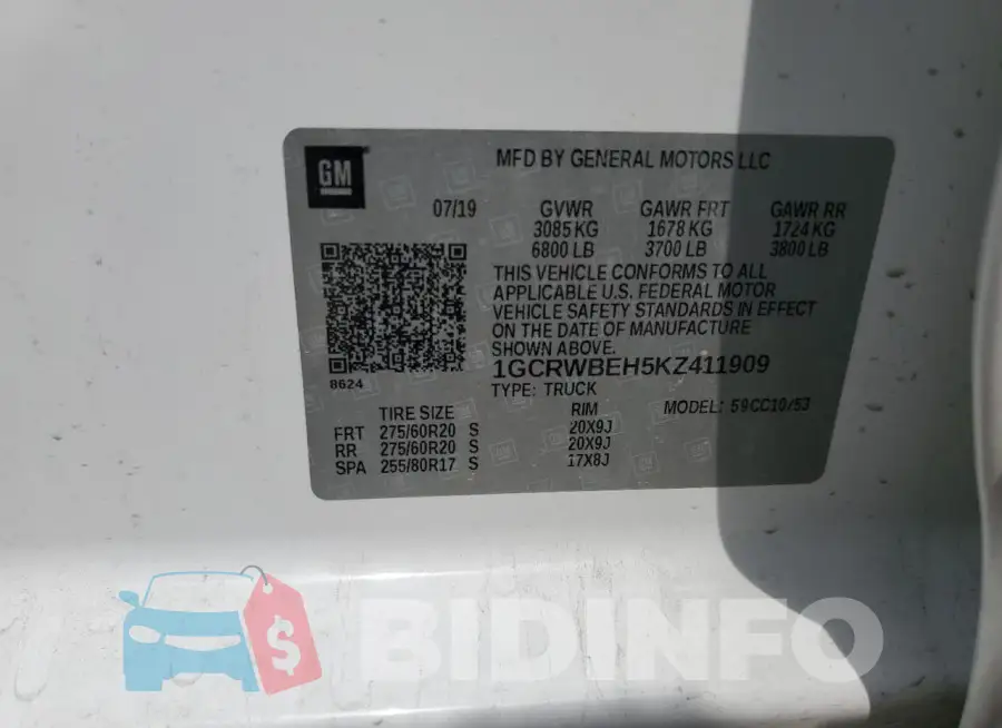 1GCRWBEH5KZ411909 Photo# 13