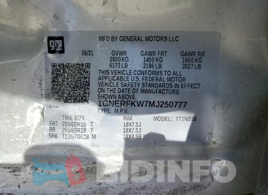 1GNERFKW7MJ250777 Photo# 13