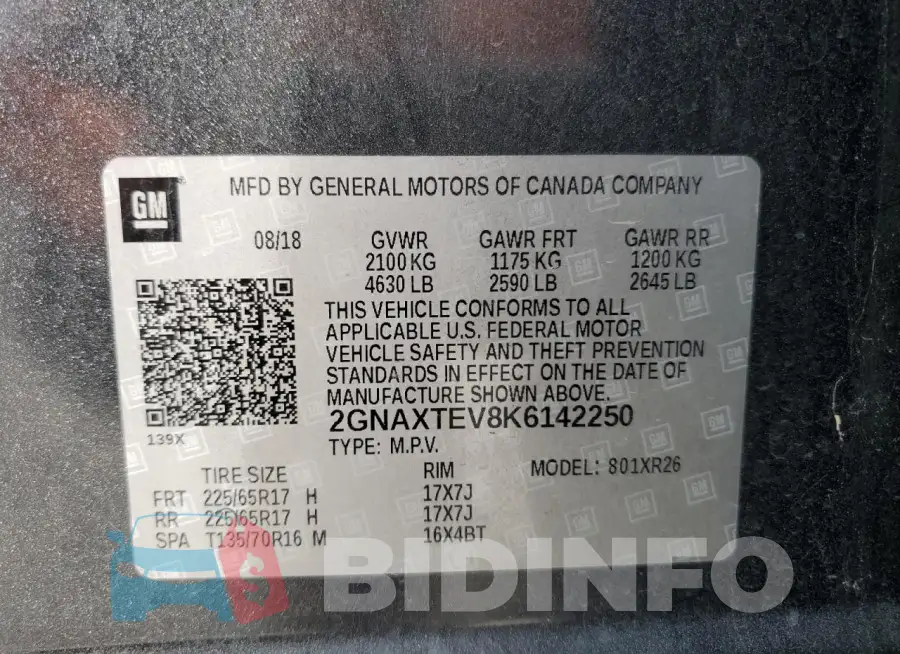 2GNAXTEV8K6142250 Photo# 13