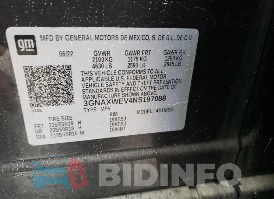 3GNAXWEV4NS197088 Photo# 13