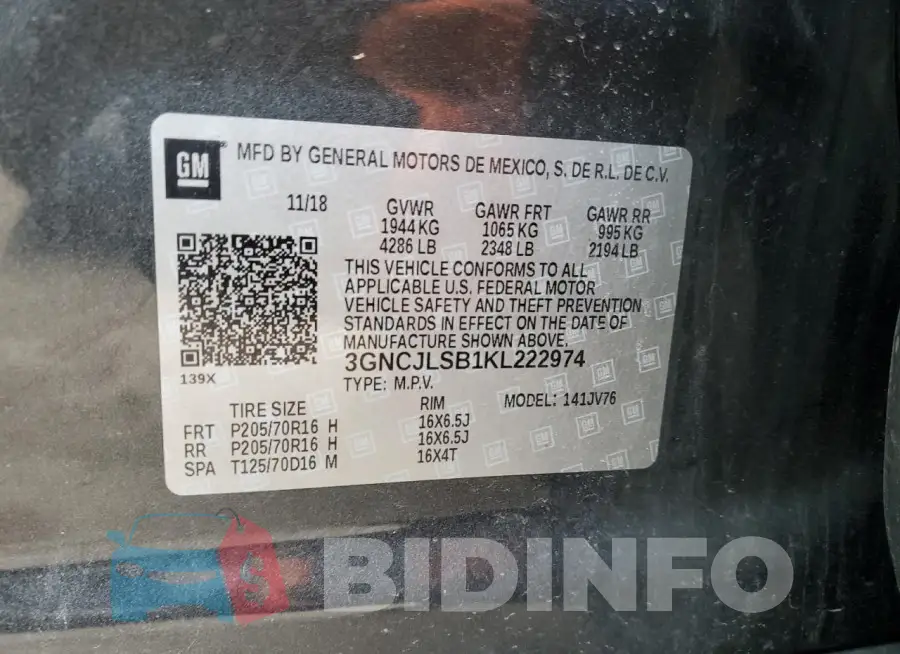 3GNCJLSB1KL222974 Photo# 14