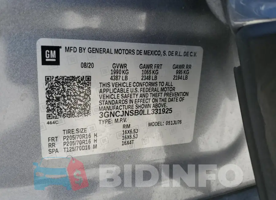 3GNCJNSB0LL331925 Photo# 12