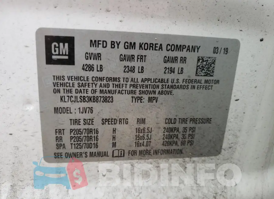 KL7CJLSB3KB873823 Photo# 12