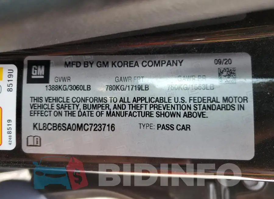 KL8CB6SA0MC723716 Photo# 12