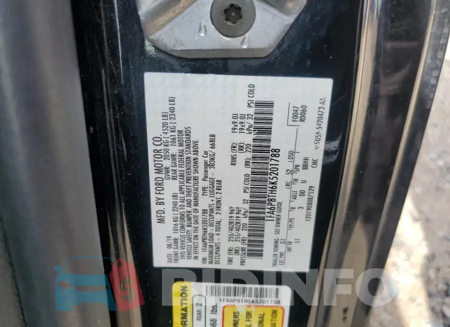 1FA6P8TH6K5201788 Photo# 13
