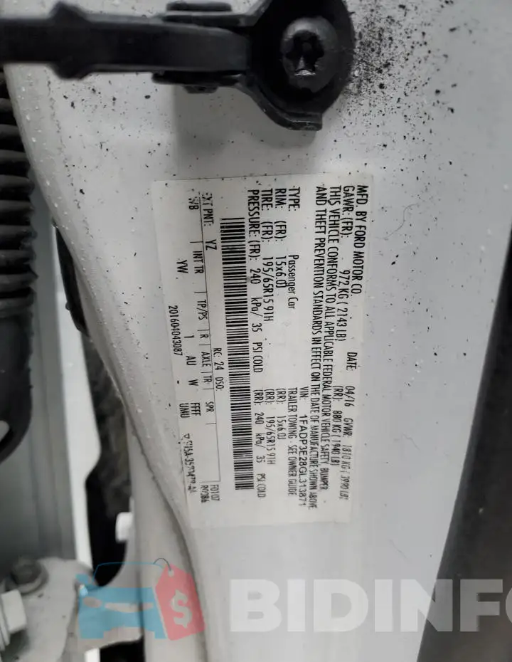 1FADP3E28GL313871 Photo# 12