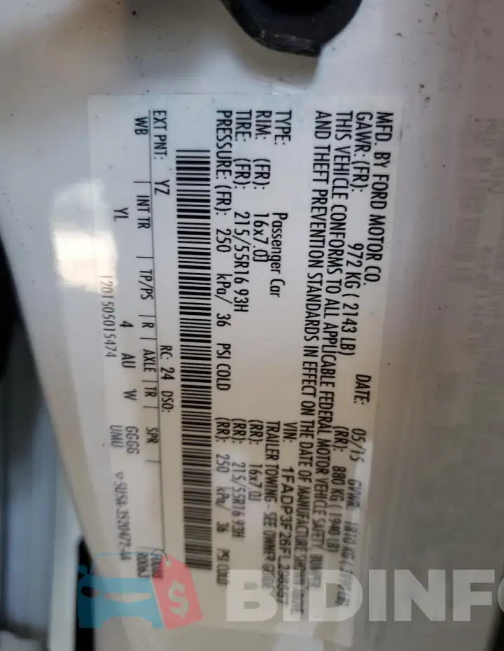 1FADP3F26FL298557 Photo# 12
