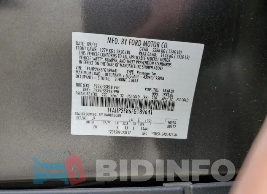 1FAHP2E86FG189641 Photo# 12